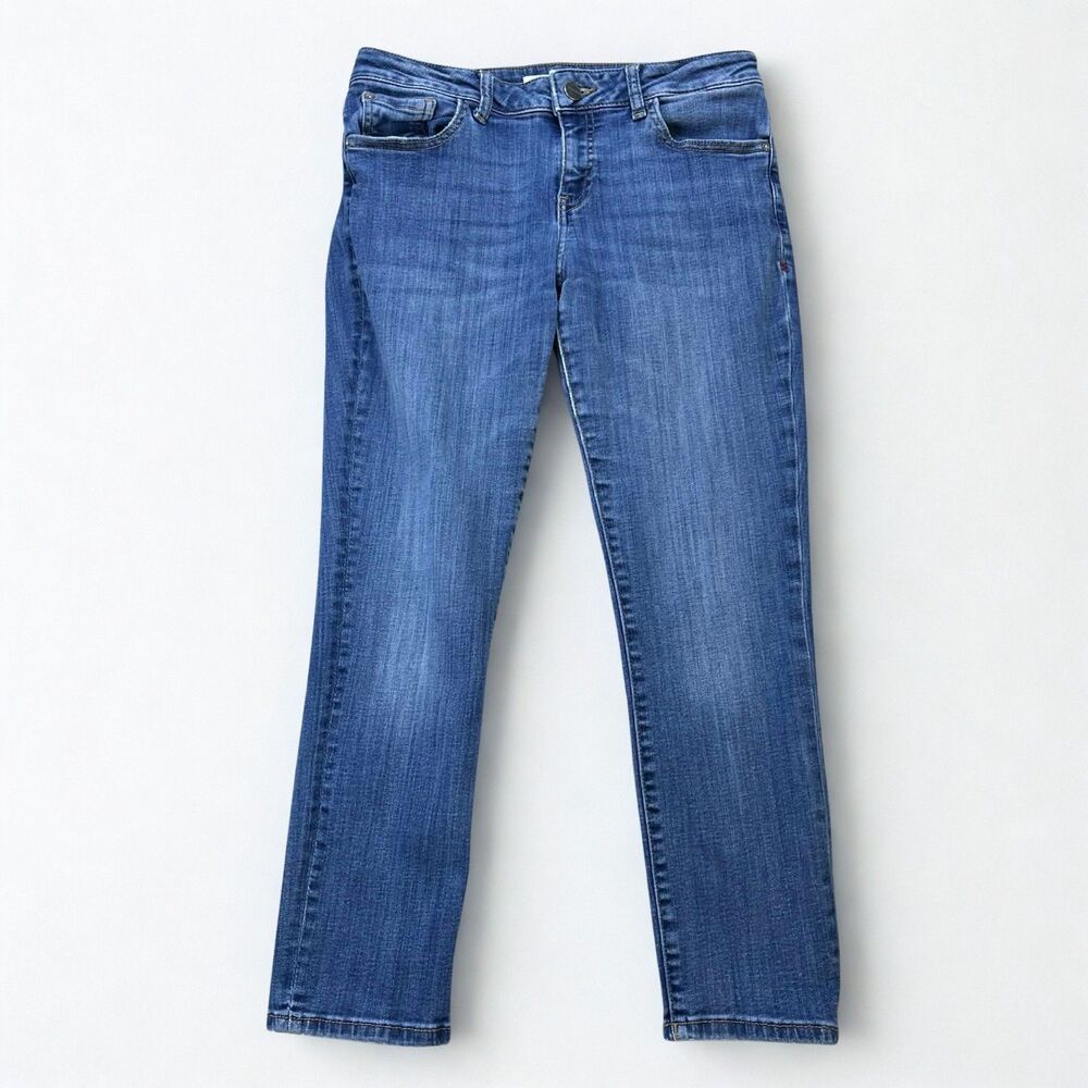 Warp + Weft Jeans Women 27x25 Skinny Stretch Denim Cropped Ankle Blue